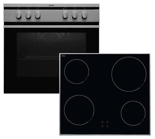 Amica Herdset EHC 12716-2 E, Einbauher mit Glaskeramik-Kochfeld