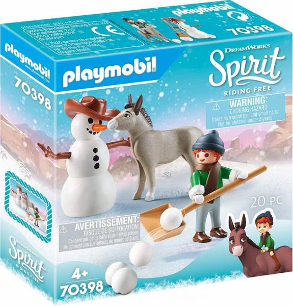 Playmobil dreamworks spirit 70398 schneespaß mit snips & herrn karotte, ab 4 jahren