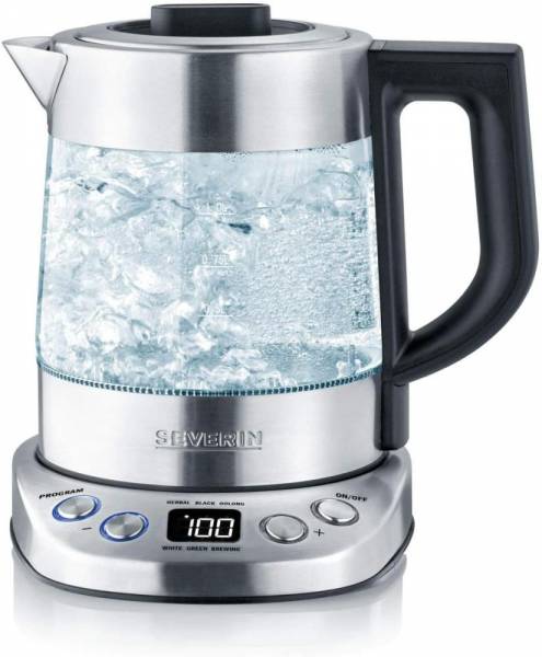 SEVERIN WK 3473 Glas-Tee-/Wasserkocher Deluxe Mini (ca. 2.200 W, mit Temperaturregler, Für 1 L Wasse