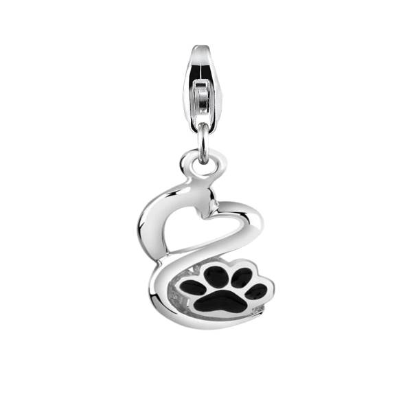 Nenalina Charm Anhänger Herz Pfote Hund Tierliebe 925 Silber Schmuckanhänger 1.0 pieces