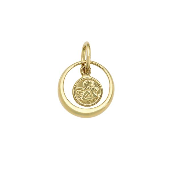 amor Motivanhänger für Mädchen, Gold 375 | Engel Kinder-Accessoire 1.0 pieces