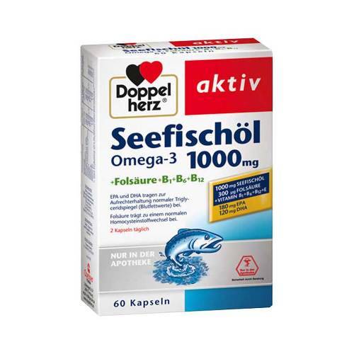 Doppelherz Seefischöl Omega-3 1000 mg+Folsäure Kapseln