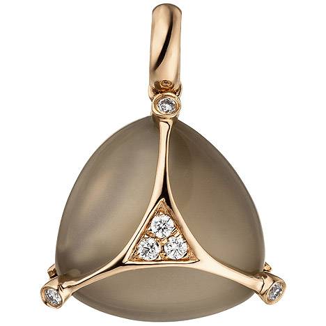 SIGO Anhänger 585 Gold Rotgold 1 Mondstein Cabochon grau 6 Diamanten Brillanten