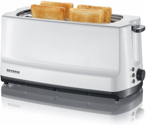 SEVERIN AT 2234 Automatik-Toaster (1.400 W, 2 Langschlitzkammern, Für bis zu 4 Brotscheiben) weiß/gr