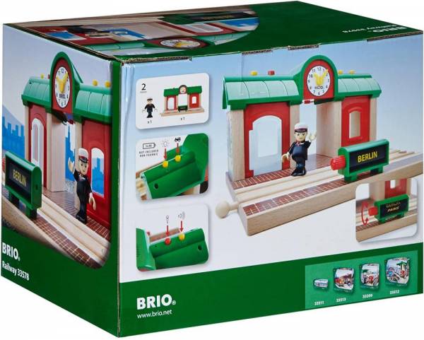 Brio world 33578 sprechender bahnhof – brio eisenbahn zubehör mit aufnahmefunktion kleinkinderspielzeug empfohlen ab 3 jahren single