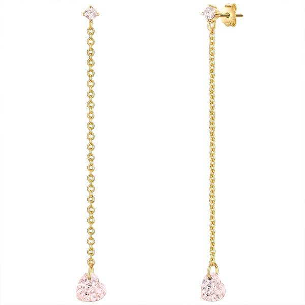 Glanzstücke München Ohrhänger Herz Sterling Silber Rosenquarz in Gelbgold Ohrring 1.0 pieces