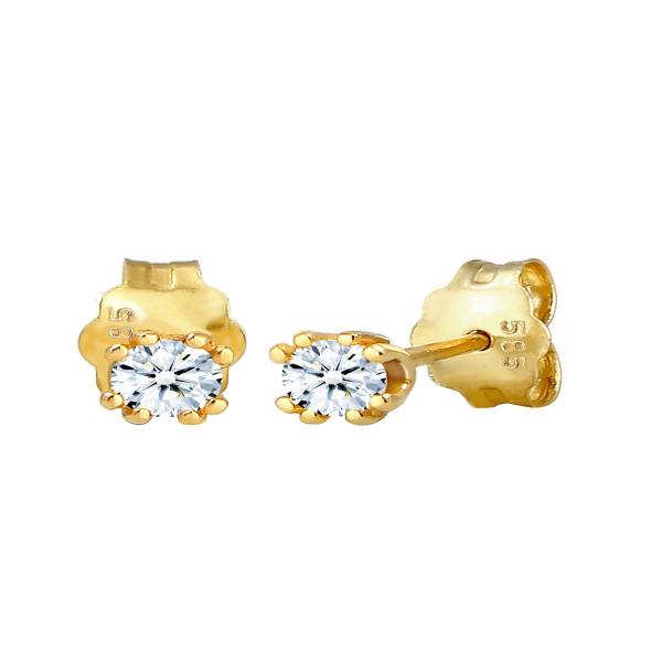 Elli DIAMONDS Ohrringe Solitär Stecker Diamant (0.06 ct.) 585 Gelbgold Ohrring 1.0 pieces