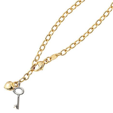 SIGO Fußkettchen Fußkette 585 Gold Gelbgold Weißgold bicolor 26 cm Karabiner
