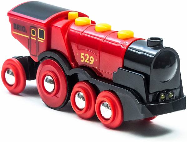 Brio world 33592 rote lola elektrische lok – batterie-lokomotive mit licht & sound kleinkinderspielzeug empfohlen ab 3 jahren