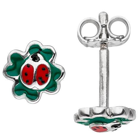 SIGO Kinder Ohrstecker Marienkäfer 925 Sterling Silber Ohrringe Kinderohrringe