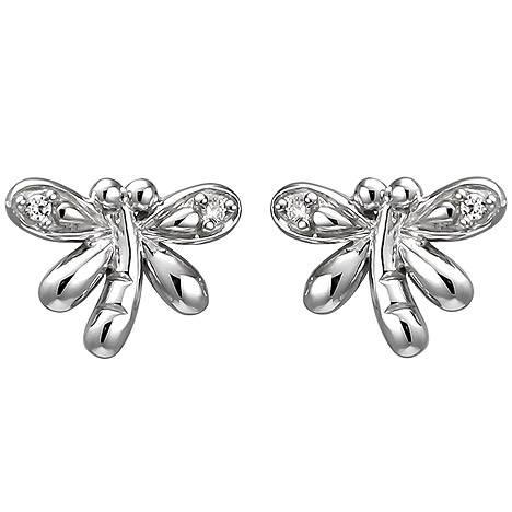 SIGO Kinder Ohrstecker Libelle 925 Sterling Silber 4 Zirkonia Ohrringe
