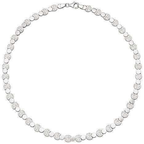 SIGO Collier Halskette 925 Sterling Silber gehämmert 45 cm Kette Silberkette