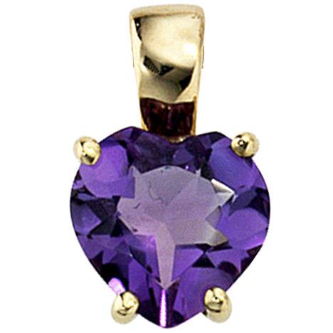 SIGO Anhänger Herz 333 Gold Gelbgold 1 Amethyst lila violett Herzanhänger