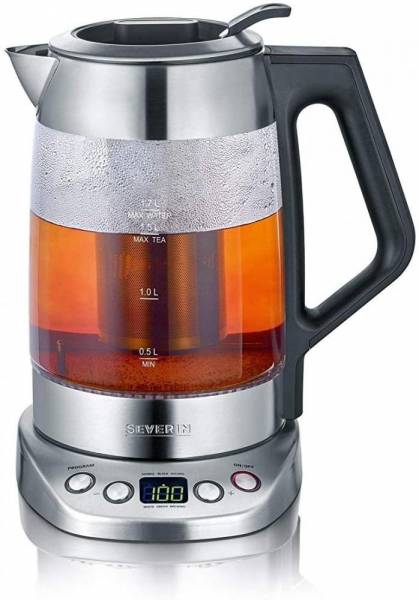 SEVERIN Glas-Tee-/Wasserkocher Deluxe, Mit Temperaturregler (Für 1,7 L Wasser/1,5 L Tee, ca. 3.000 W