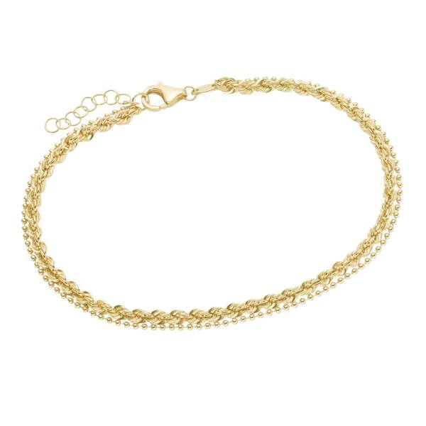 Luigi Merano Armband 2-reihig, Kordelkette und Kugelkette, Gold 375 1.0 pieces