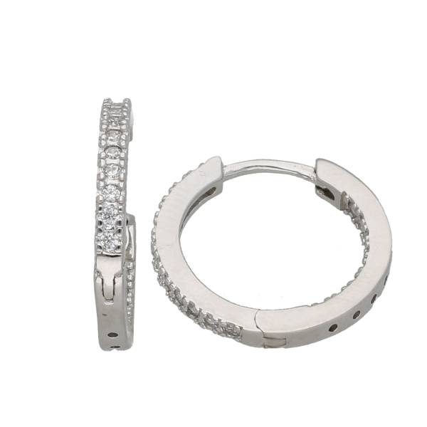 Smart Jewel Klappcreolen mit Zirkonia Steinen, Silber 925 Ohrring 1.0 pieces