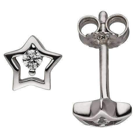 SIGO Kinder Ohrstecker Stern 925 Sterling Silber 2 Zirkonia Kinderohrringe
