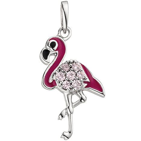SIGO Kinder Anhänger Flamingo rosa pink 925 Sterling Silber 7 Zirkonia