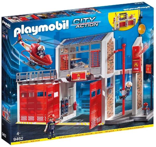 Playmobil 9462 - City Action Große Feuerwache mit Soundeffekten, Ab 4 Jahren