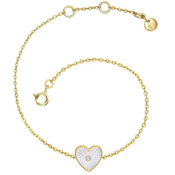 Glanzstücke München Armband Herz Sterling Silber Zirkonia Perlmutt in Gelbgold 1.0 pieces