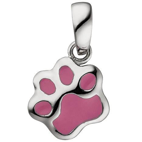 SIGO Kinder Anhänger Pfote 925 Sterling Silber pink lackiert