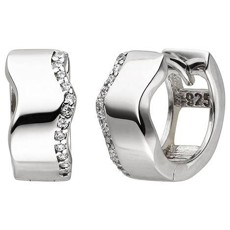 SIGO Creolen 925 Sterling Silber 24 Zirkonia Ohrringe Silbercreolen Silberohrringe