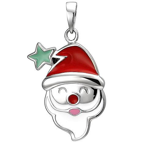 SIGO Kinder Anhänger Weihnachtsmann-Kopf 925 Sterling Silber