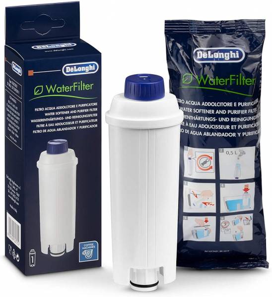 De'longhi original wasserfilter dlsc002 - zubehör für de'longhi kaffeevollautomaten, die pflege der maschine, optimiert kaffeequalität und schützt vor kalk, weiß 1-pack