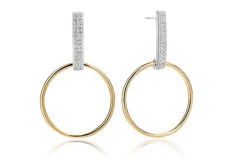 Sif Jakobs Ohrringe 925 Silber Itri Lungo - 18k Gelbgold plattiert mit weißen Zirkonia