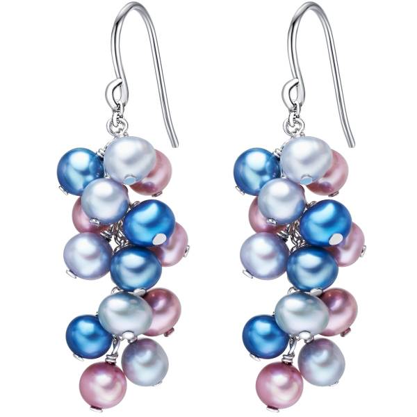 Valero Pearls Ohrhänger Sterling Silber Süßwasser-Zuchtperlen gelb braun dunkelbraun Wasserfalloptik Ohrring 1.0 pieces