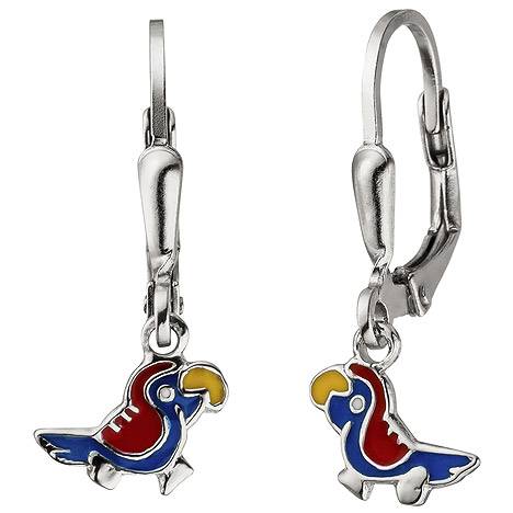 SIGO Kinder Ohrhänger Papagei 925 Sterling Silber Ohrringe Kinderohrringe