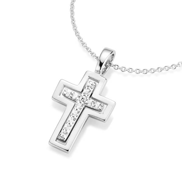 Smart Jewel Kette Kreuz Behang und Zirkonia, Silber 925 Halskette 1.0 pieces
