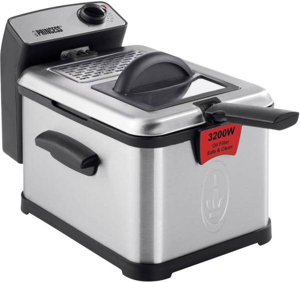 Princess Superior Kaltzonen Fritteuse 3200W mit manueller Temperatureinstellung Edelstahl, Schwarz