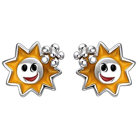 SIGO Kinder Ohrstecker Sonne 925 Sterling Silber Ohrringe Silberohrringe
