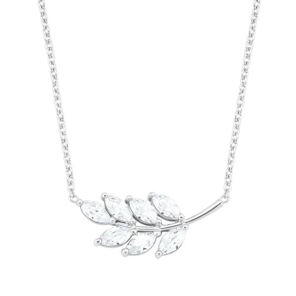 amor Kette mit Anhänger für Damen, 925 Sterling Silber, Zirkonia synth. | Blatt Halskette 1.0 pieces