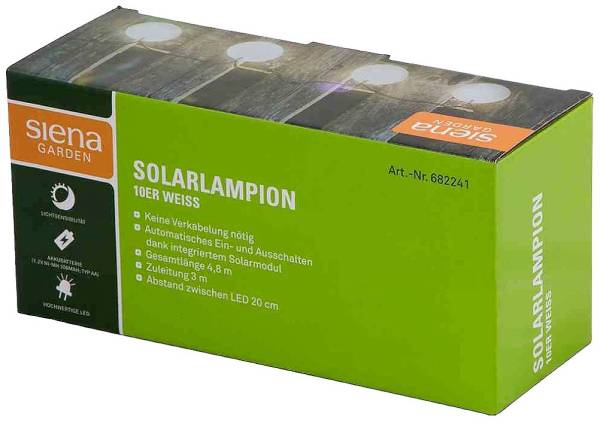 Siena Garden Solar-Gartenleuchte 682241 Kugel LED Weiß Weiß, Grün