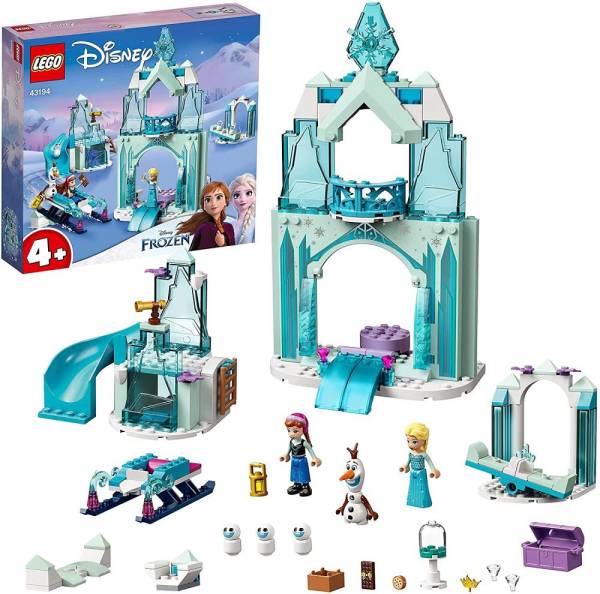 Lego 43194 disney princess annas und elsas wintermärchen, eiskönigin spielzeug zum bauen mit schloss und mini puppen