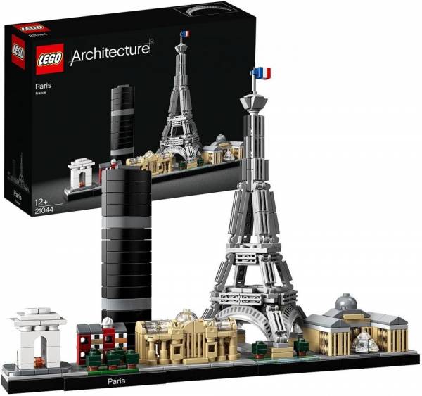 Lego 21044 architecture paris skyline-kollektion, eiffelturm und louvre aus bausteinen, geschenk für kinder und erwachsene, basteln