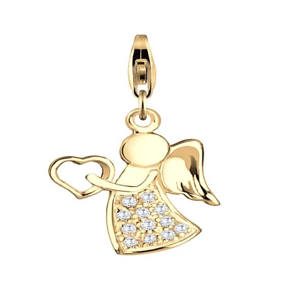 Nenalina Charm Anhänger Engel Glücksbringer Zirkonia 925 Silber Schmuckanhänger 1.0 pieces