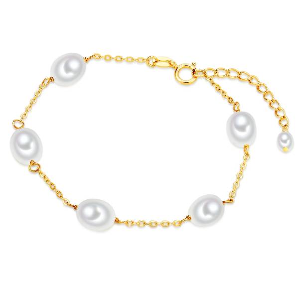 Valero Pearls Perlen-Armband Sterling Silber Süßwasser-Zuchtperle in Gelbgold Armband 1.0 pieces