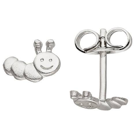 SIGO Kinder Ohrstecker Raupe 925 Sterling Silber mattiert Ohrringe Kinderohrringe