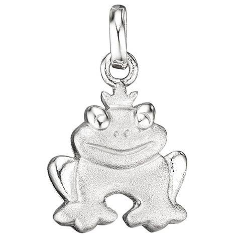 SIGO Kinder Anhänger Frosch 925 Sterling Silber rhodiniert mattiert Kinderanhänger