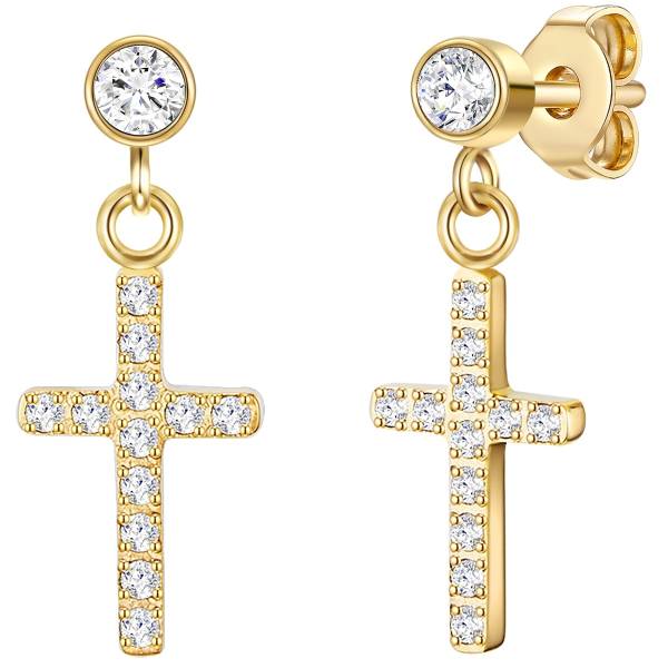 Eastside Ohrhänger Kreuz Edelstahl Zirkonia in Gelbgold Ohrring 1.0 pieces