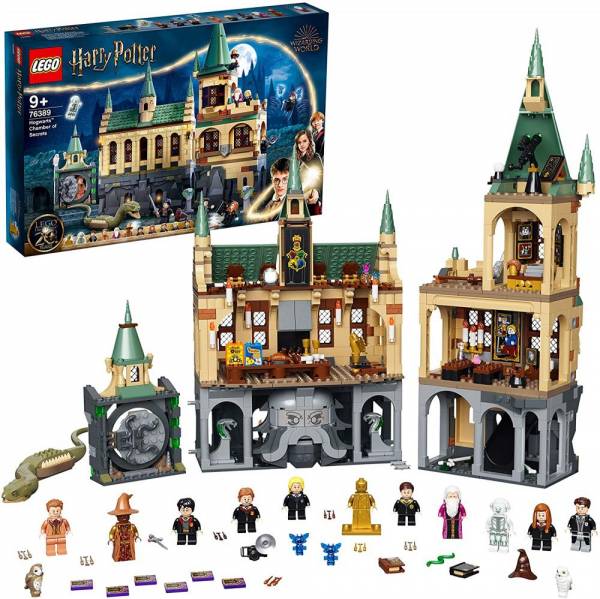 Lego 76389 harry potter schloss hogwarts kammer des schreckens spielzeug, set mit voldemort als goldene minifigur und der großen halle