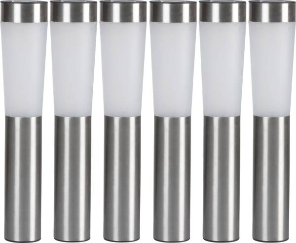 Grundig Solar-Gartenleuchte 6er Set LED Warmweiß Silber