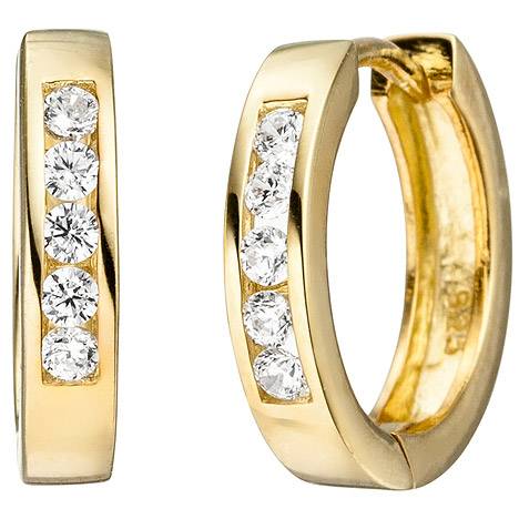 SIGO Creolen 925 Sterling Silber gold vergoldet 10 Zirkonia Ohrringe