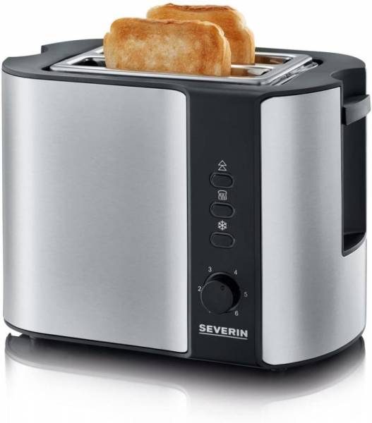 SEVERIN Automatik-Toaster, Inkl. Brötchen-Röstaufsatz, 2 Röstkammern, 800 W, AT 2589, Edelstahl/Schw