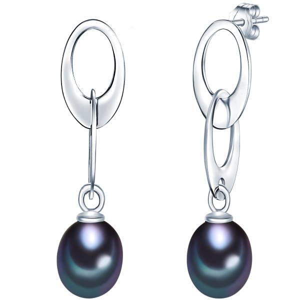 Valero Pearls Ohrstecker Sterling Silber Süßwasser-Zuchtperlen pfauenblau Ohrring 1.0 pieces