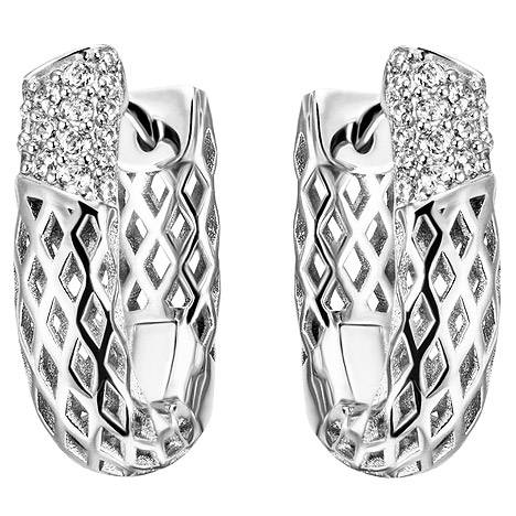 SIGO Creolen 925 Sterling Silber 32 Zirkonia Ohrringe Silbercreolen Silberohrringe