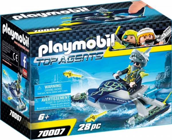 Playmobil 70007 top agents team s.h.a.r.k. rocket rafter, bunt
